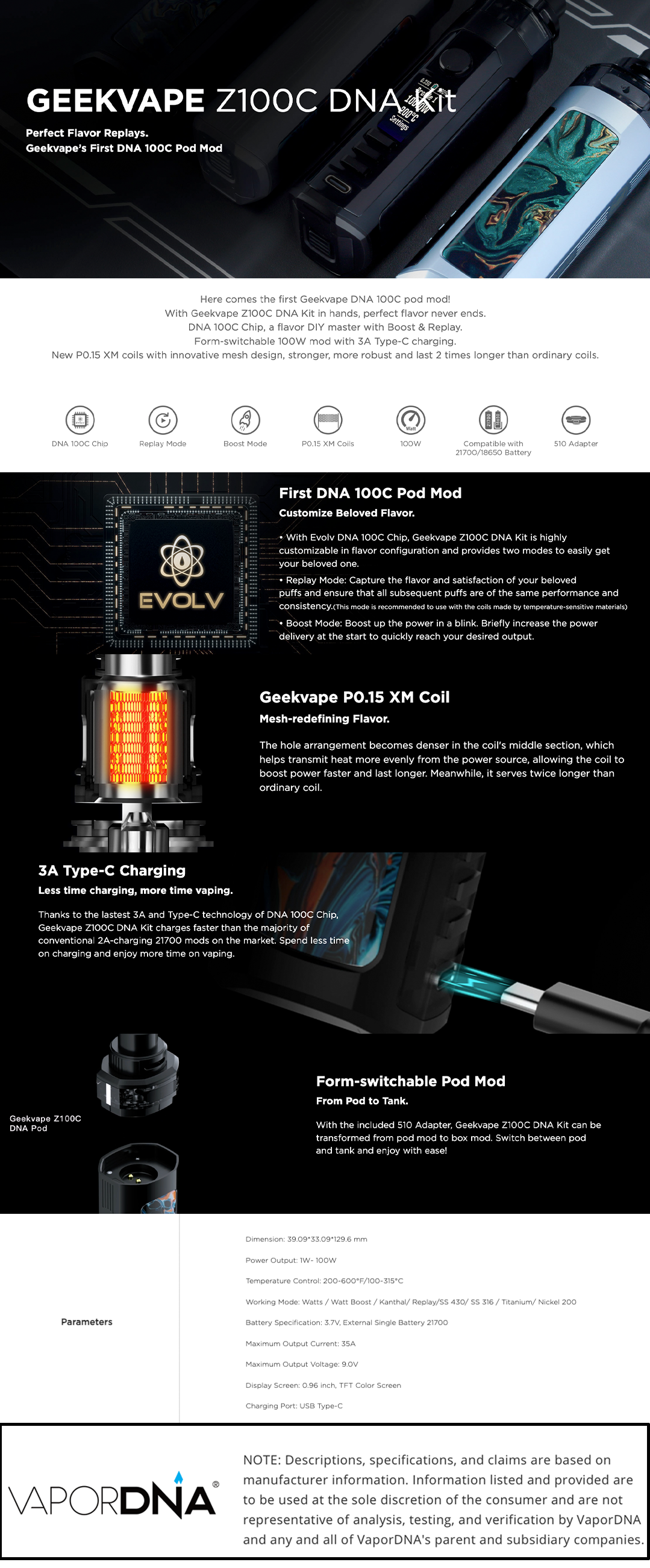 Geekvape Z100C Infographic