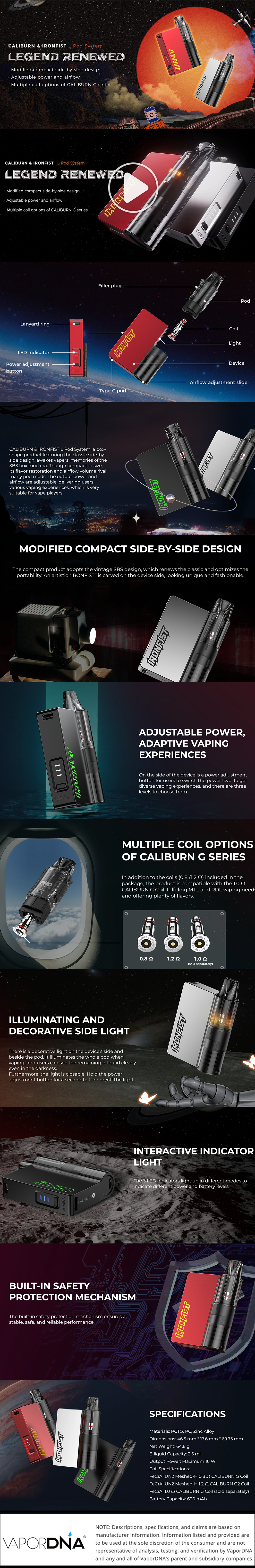 Uwell Caliburn & Ironfist L Infographic