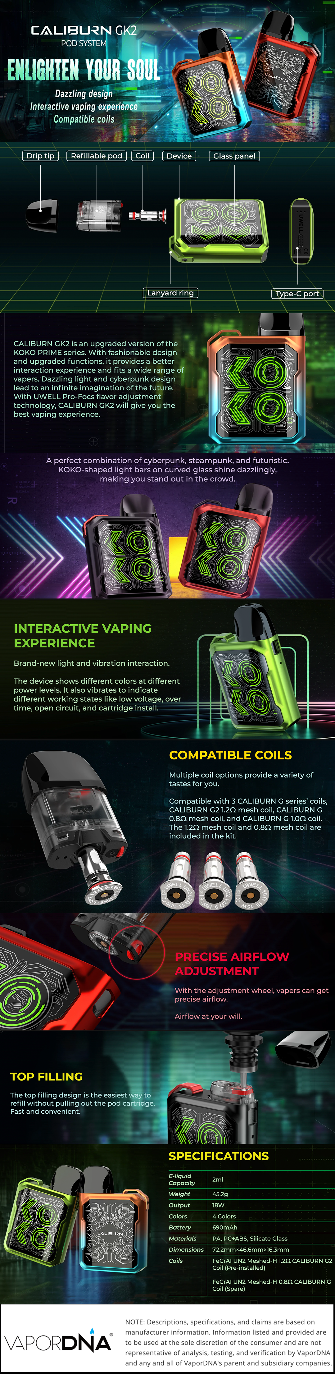 Uwell Caliburn GK2 Infographic