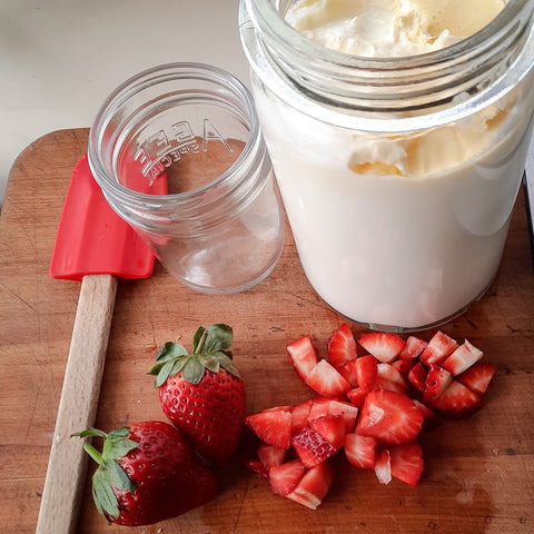 homemade low sugar fruit strawberry yoghurt recipe