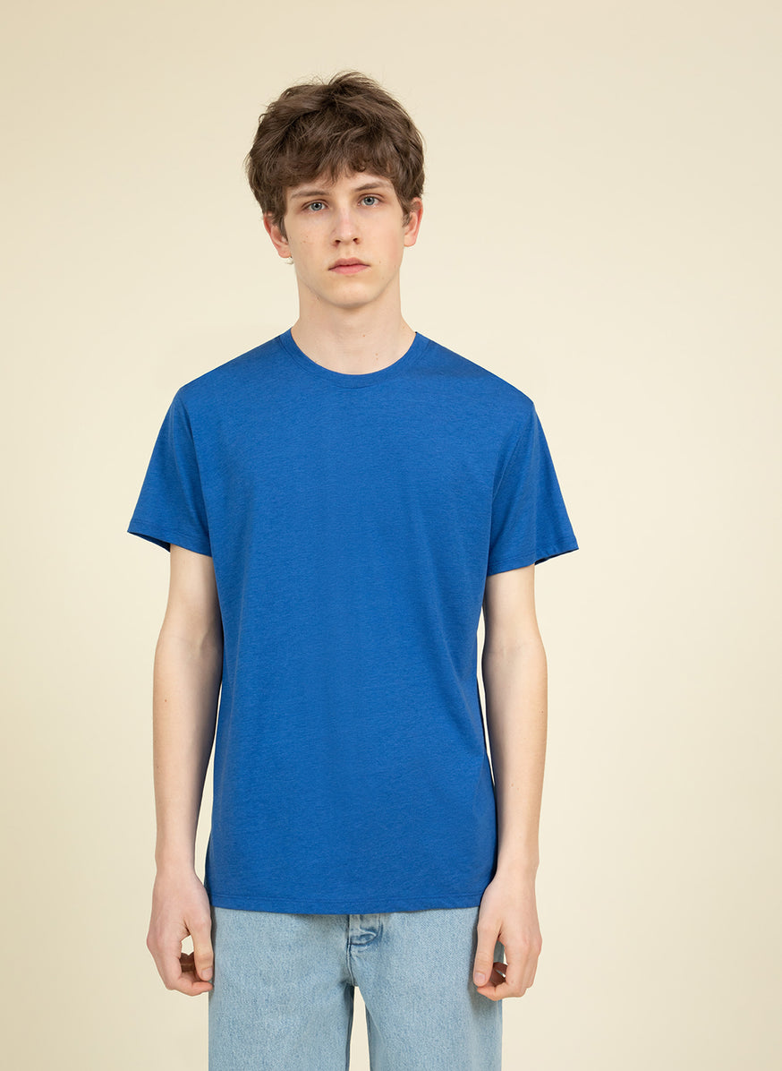 Short Sleeve T-Shirt in Royal Blue Tencel Cotton