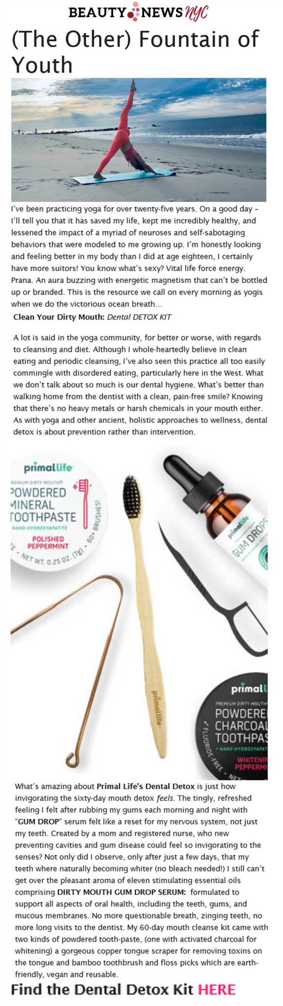 Primal Life Organics featured in Beauty News NYC Dental Detox Kit