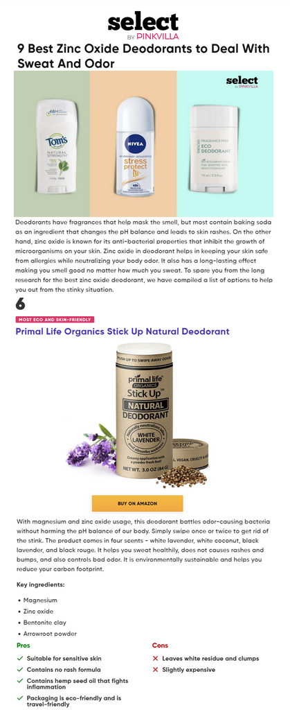 Primal Life Organics' Stick Up Deodorant featured in the news