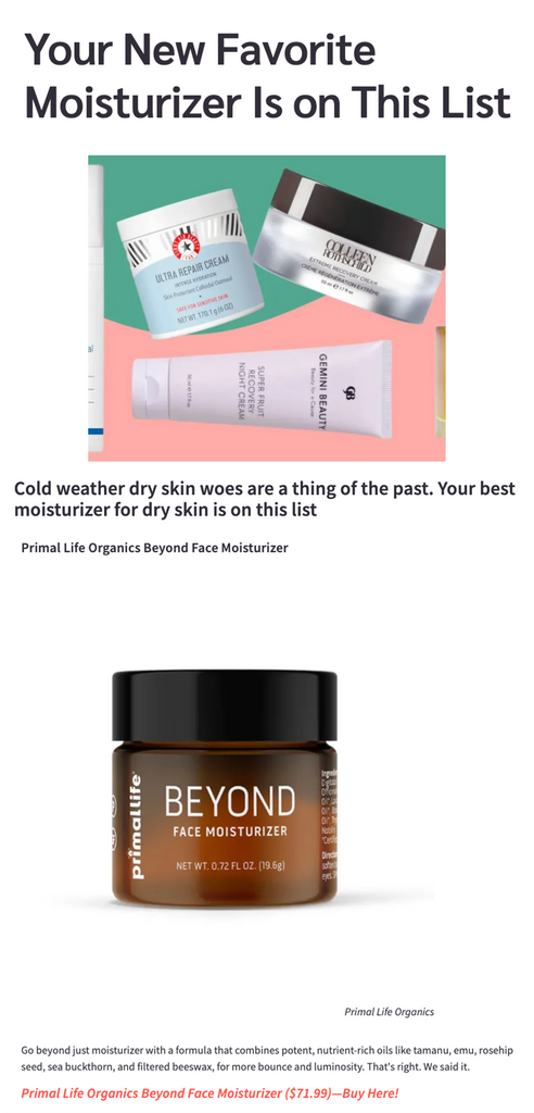 Primal Life Organics Beyond Moisturizer featured in Tinybeans