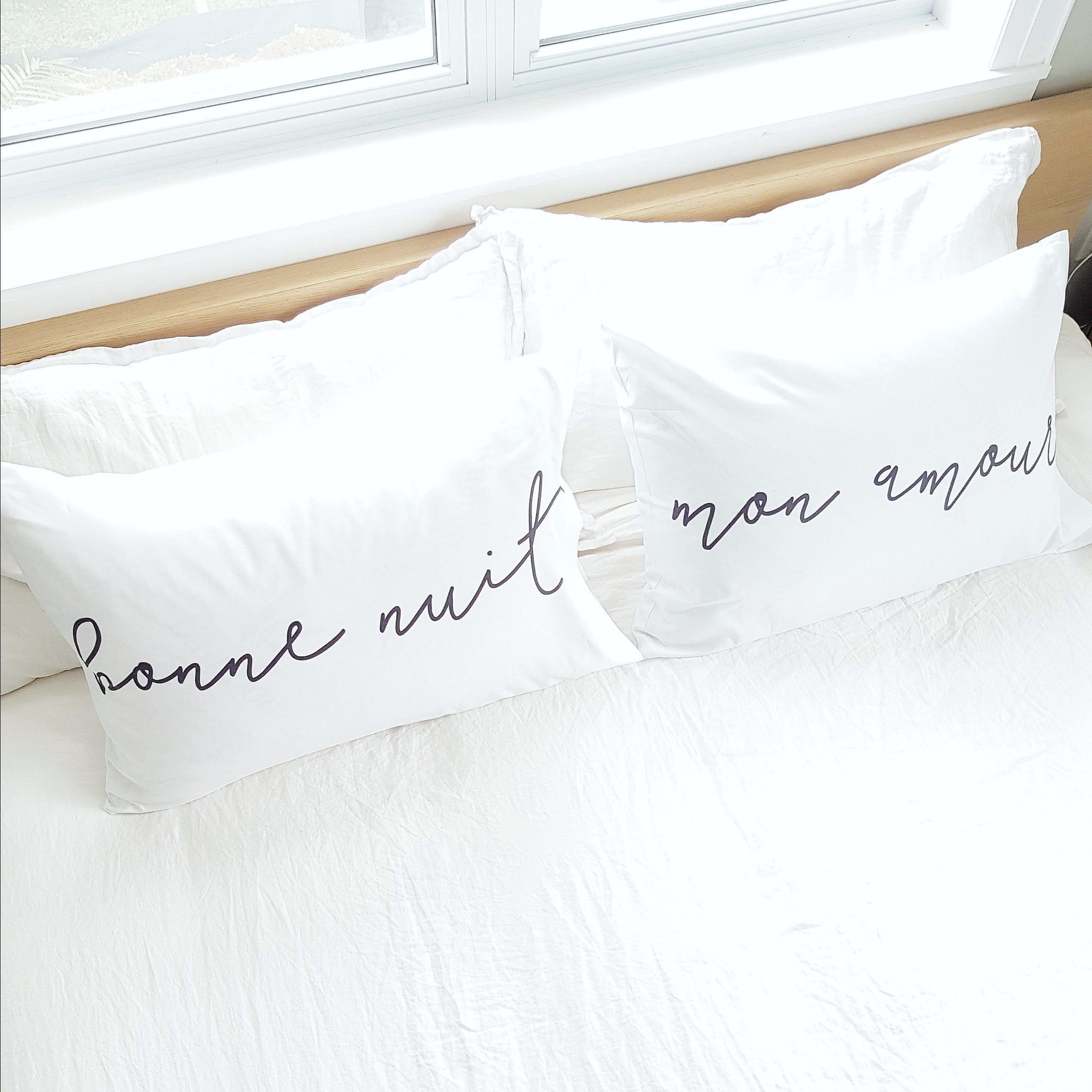 Bonne Nuit Mon Amour Pillowcase Set Pair The Sweetest Digs