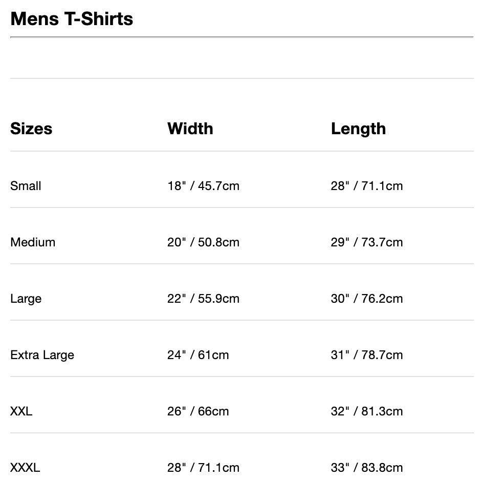 Men Size Chart