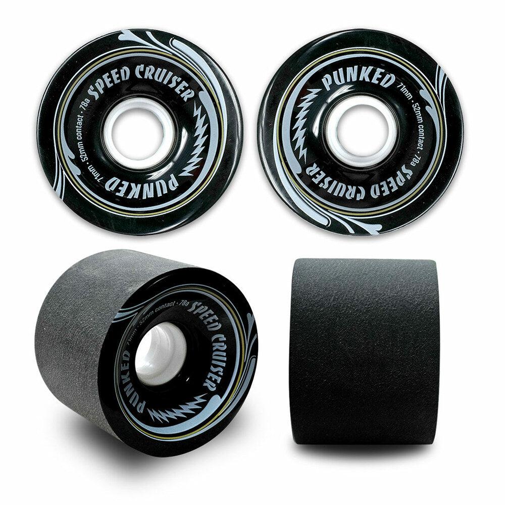 Punked Speed Cruiser in Solid Black 71mm/78A Longboard Wheels