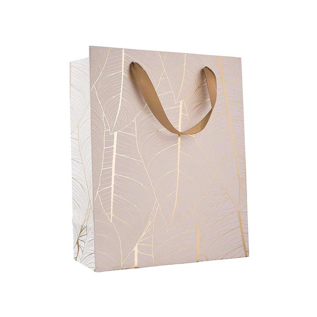 Leaf Design Golden 12.5X10.25X4.75 Gift Bags 12 Pack – Hammont