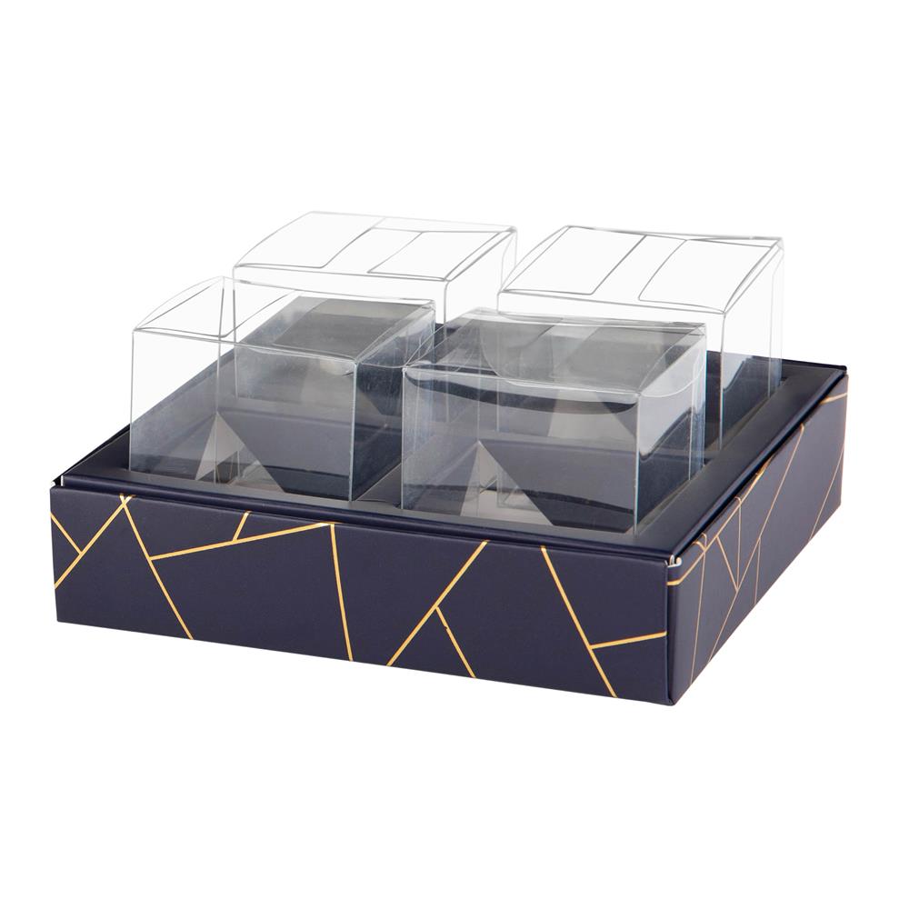 4 Square Shaped Clear Boxes With Square Tray Purple 5.4 X 5.45 X 1.2 –  Hammont