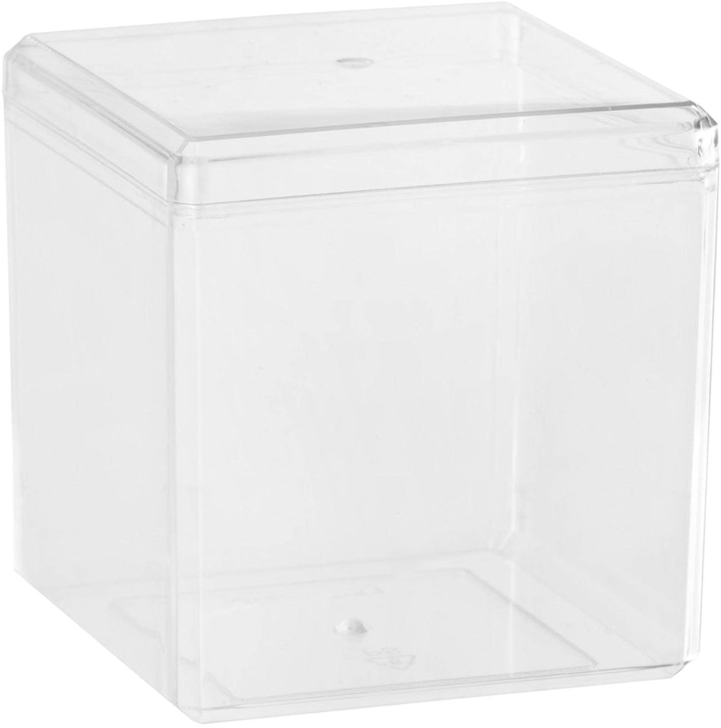 Hammont Clear Acrylic Boxes - 12 Pack - 3.5”x3.5”x2.5 - Small Lucite Boxes  for Gifts, Weddings, Party Favors, Treats, Candies & Accessories, Plastic