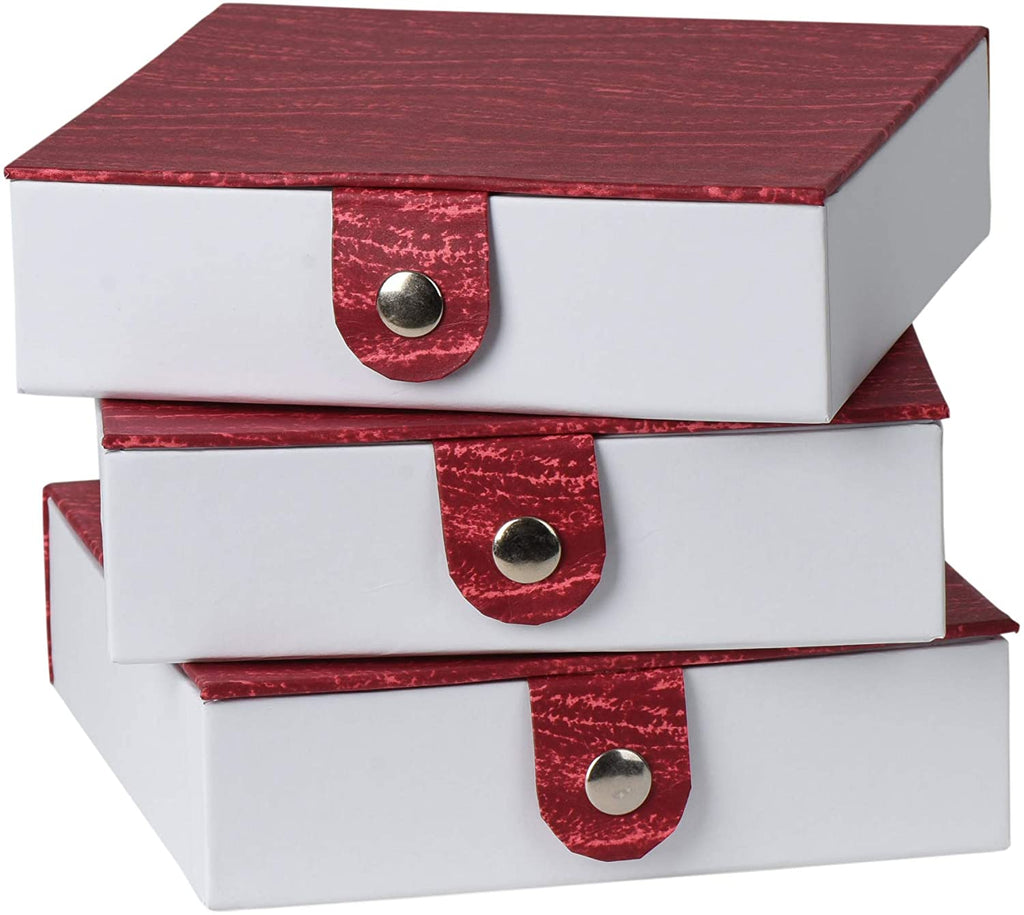 Red Swirl Nesting Elegant Christmas Gift Boxes, Set of 3, with Bows, Magnetic Closure