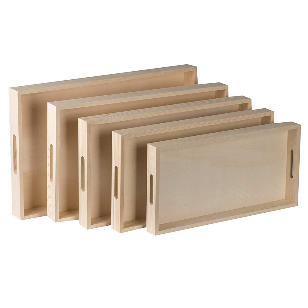 6pcs Unfinished Wood Serving Tray Professional Wood Trays for Block Puzzle, Size: 5.51 x 5.51 x 0.71, Brown