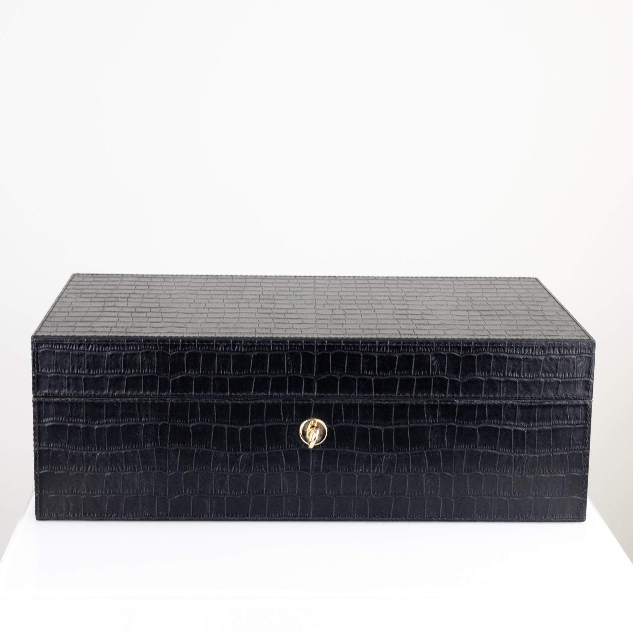 Giobagnara Leather Humidor Cigar Case - Black Crocodile – Opsis Designs