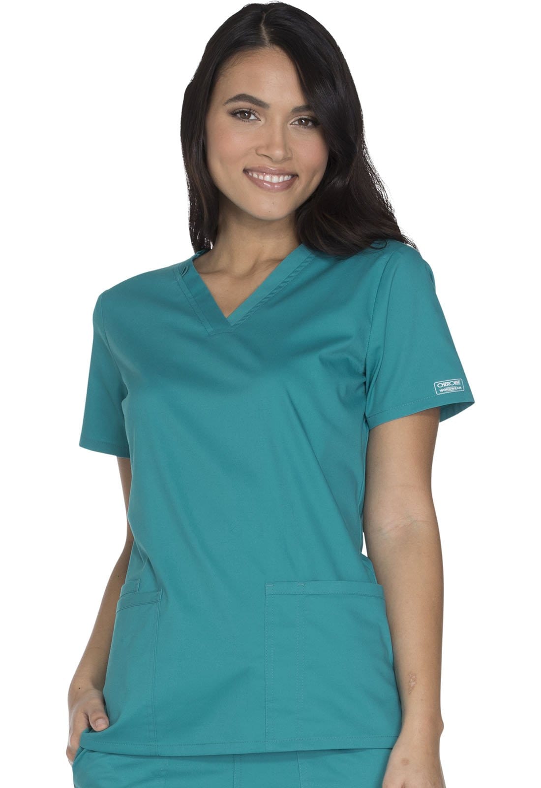 Cherokee Core Stretch Womens Mock Wrap Scrub Top 4728