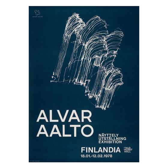 紺×赤 額装済 ALVAR AALTO アルヴァ・アアルト スケッチポスター