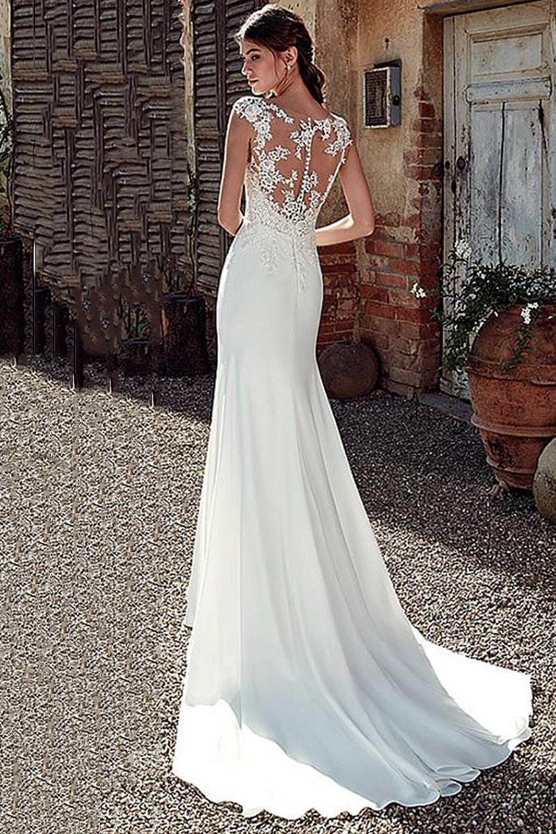 backless fishtail wedding dress