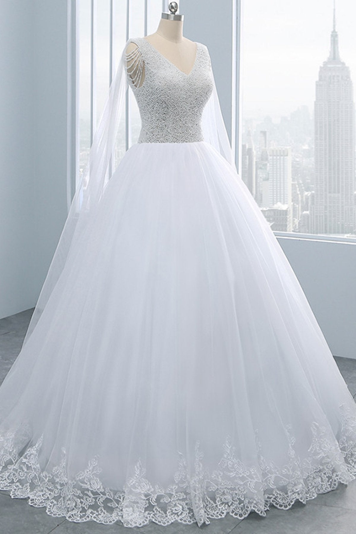 pearl lace wedding dress