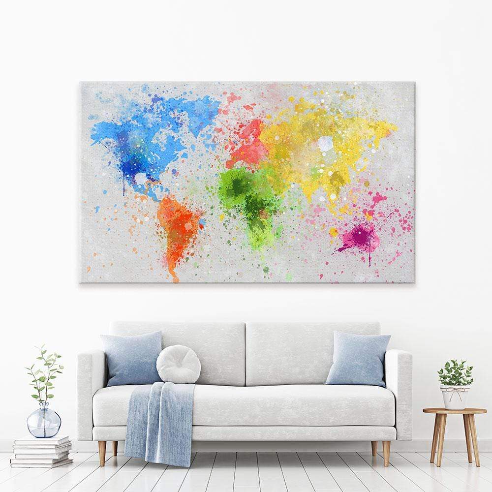 World Map Paint Splash Canvas Print – Art Print Shop