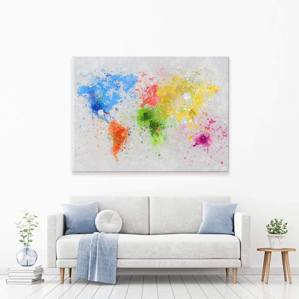 World Map Paint Splash Canvas Print – Art Print Shop