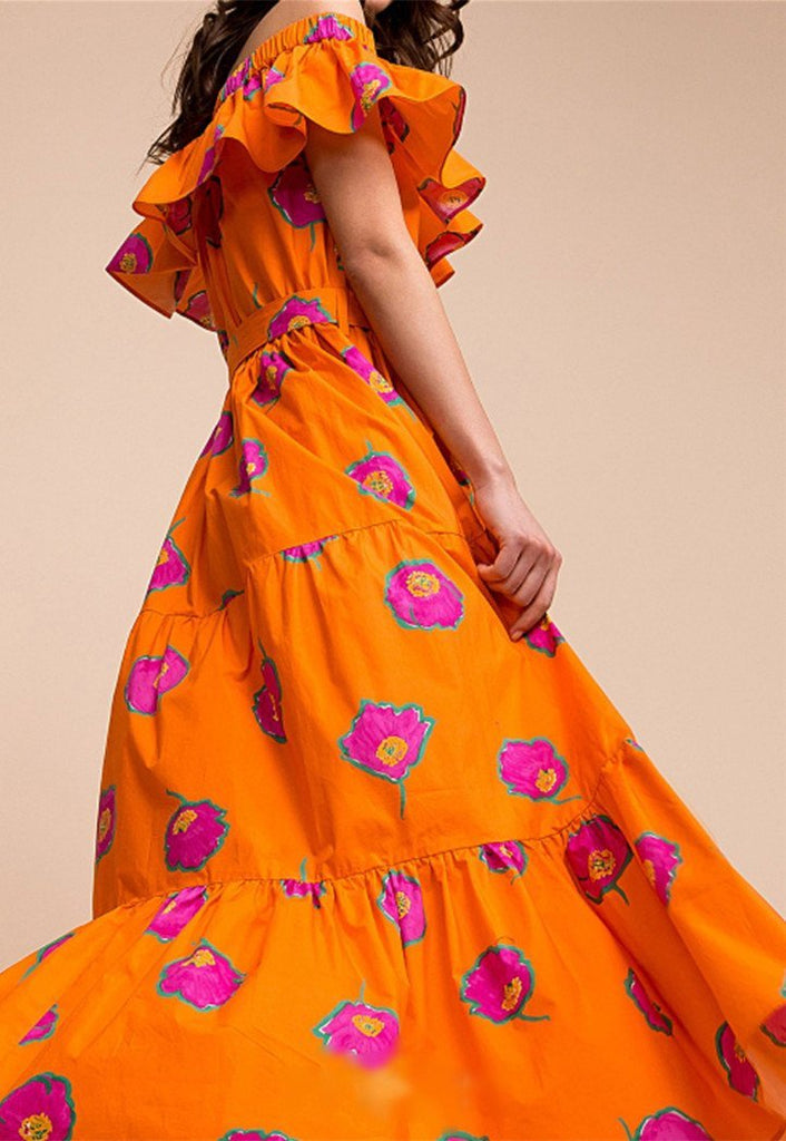 Shoulder Print Holiday Maxi Dress – Joygos
