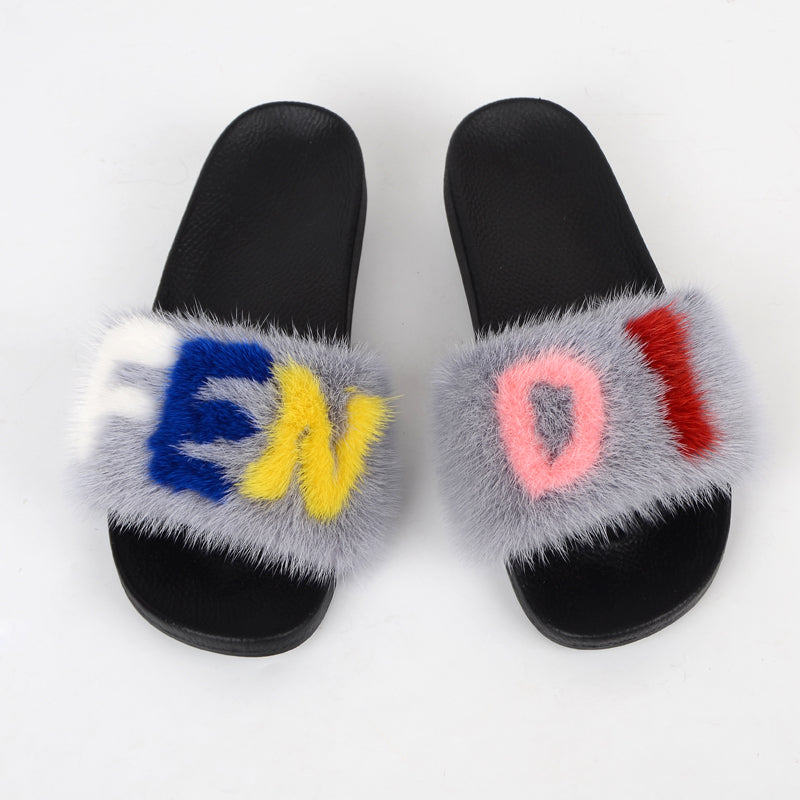 fendi slides with fur