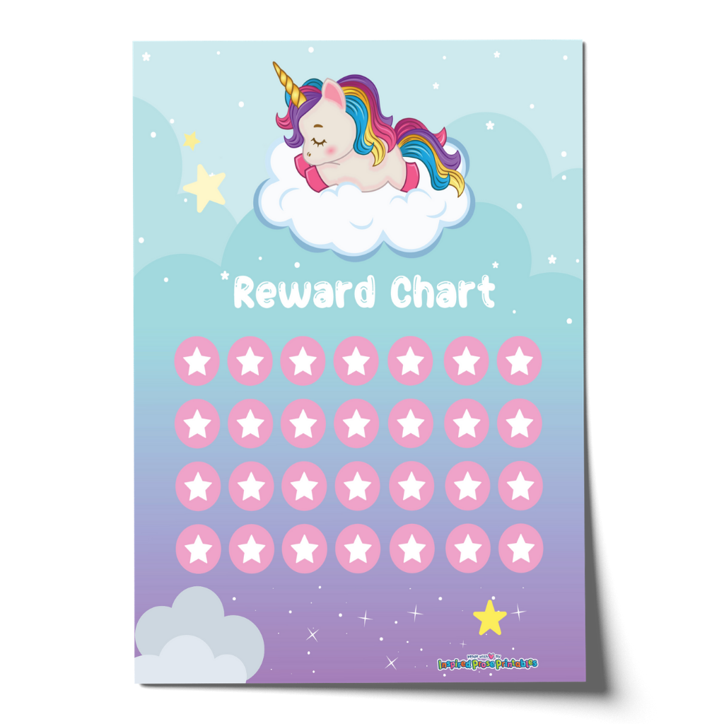 unicorn behavior reward chart printable inspired prose