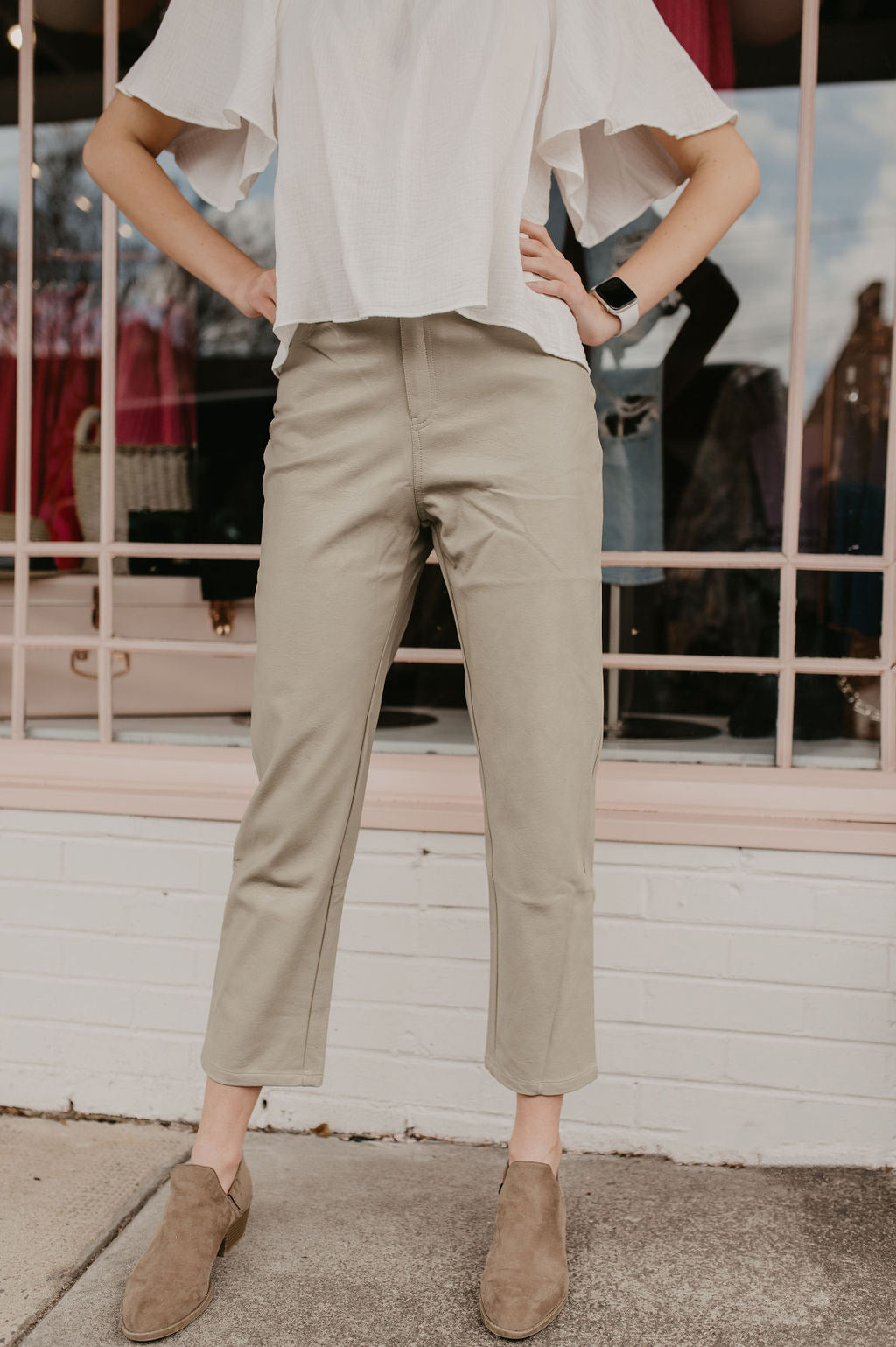 sage leather pants