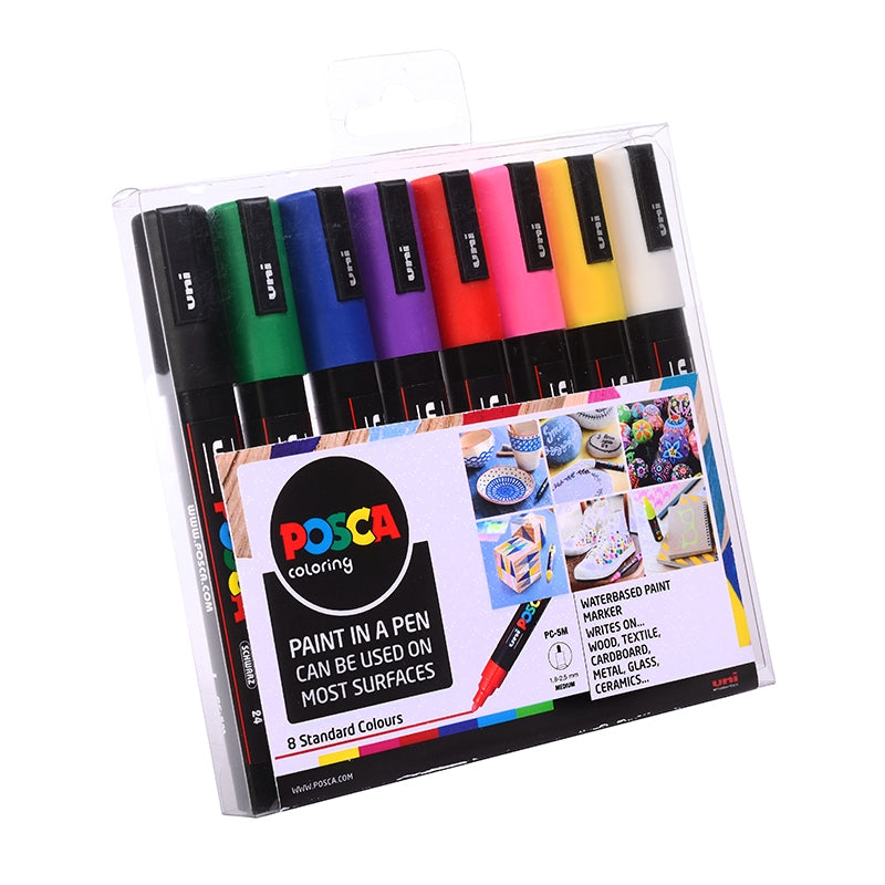 POSCA Medium Bullet tipped Marker Pens Assorted Pale Colours Pack of 8