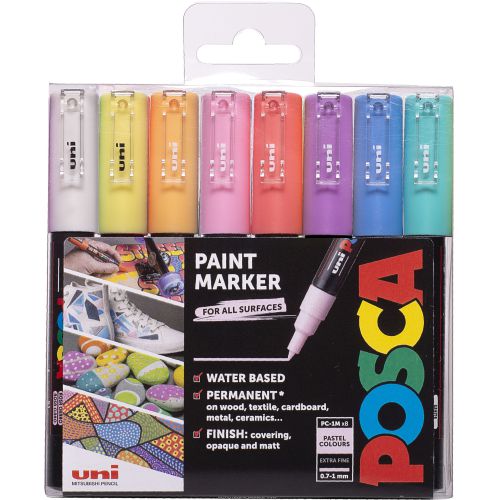 Uni POSCA Marker Pen PC-1M Extra Fine Set of 16 Assorted Colours