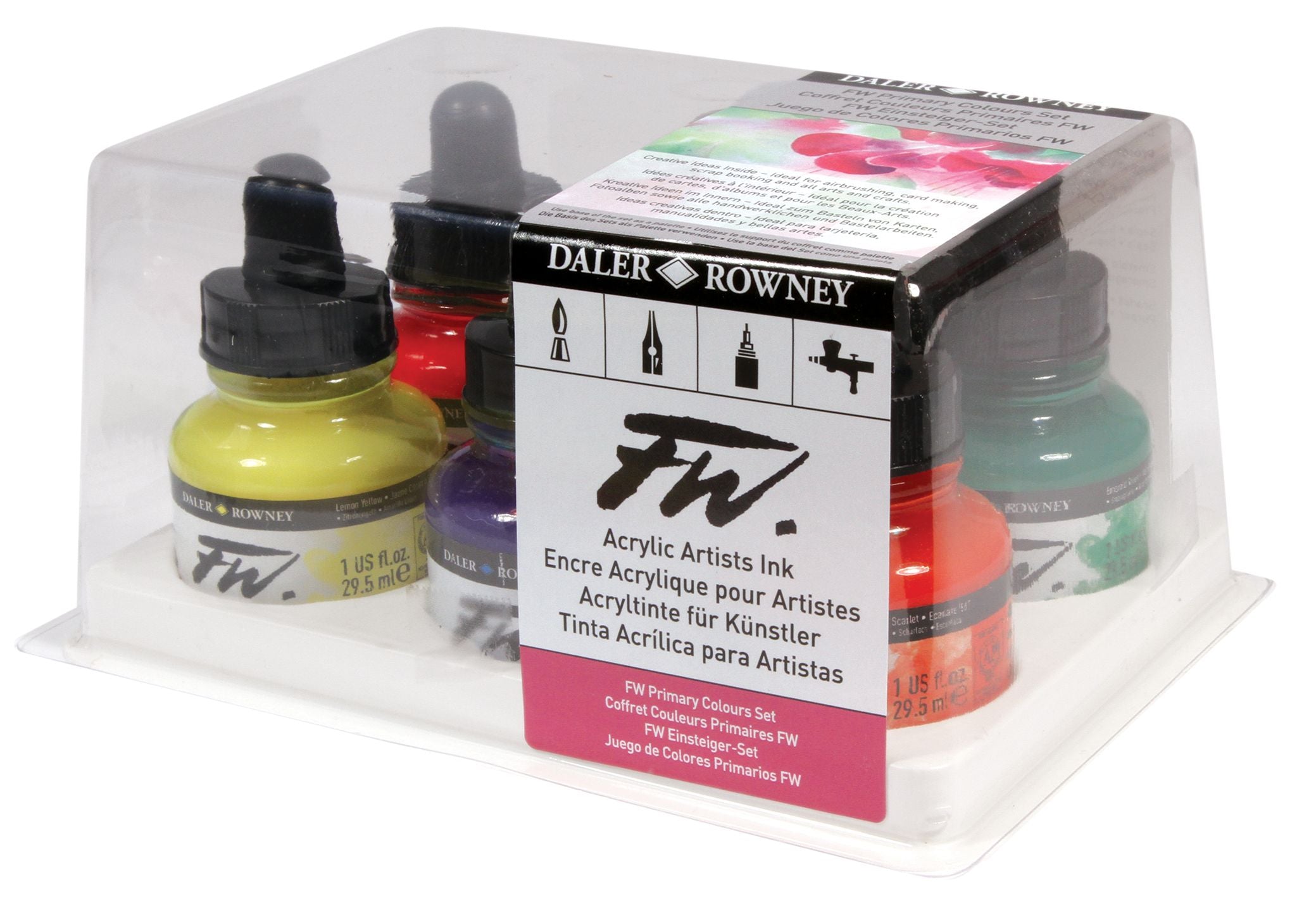 Daler-Rowney System3 Acrylic Ink 6 x 29.5ml + Marker Set