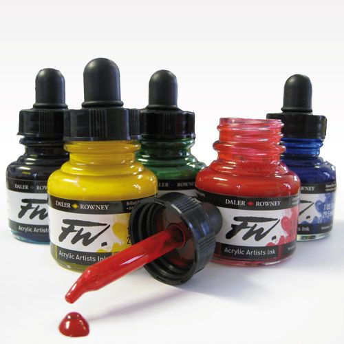 Daler Rowney : FW Artists' Ink : 29.5ml : Set Of 6 Pearlescent Colors