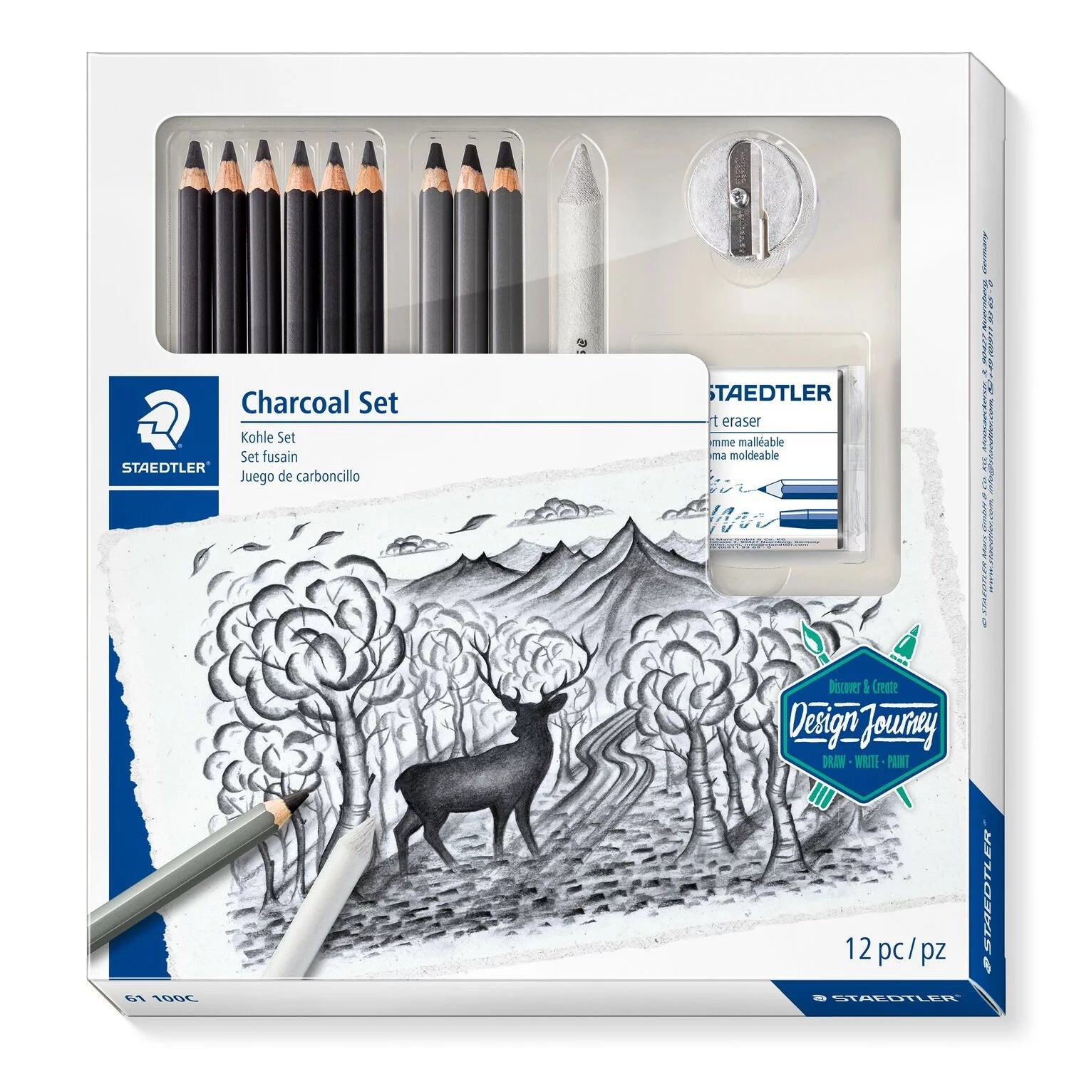 Cretacolor Compressed Charcoal Stick 12pc