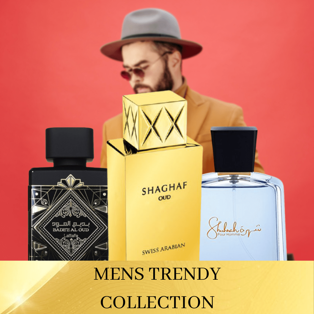 Trendy (3 Pcs) EDP | Men | Badee Al Oud, Shuhrah Men, Shaghaf Oud | Empower Your Senses and Celebrate Diversity