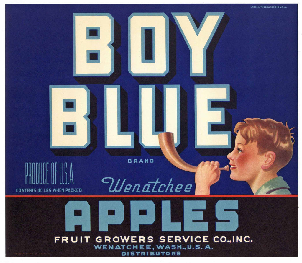 Boy Blue Brand Vintage Wenatchee Washington Apple Crate Label – thelabelman