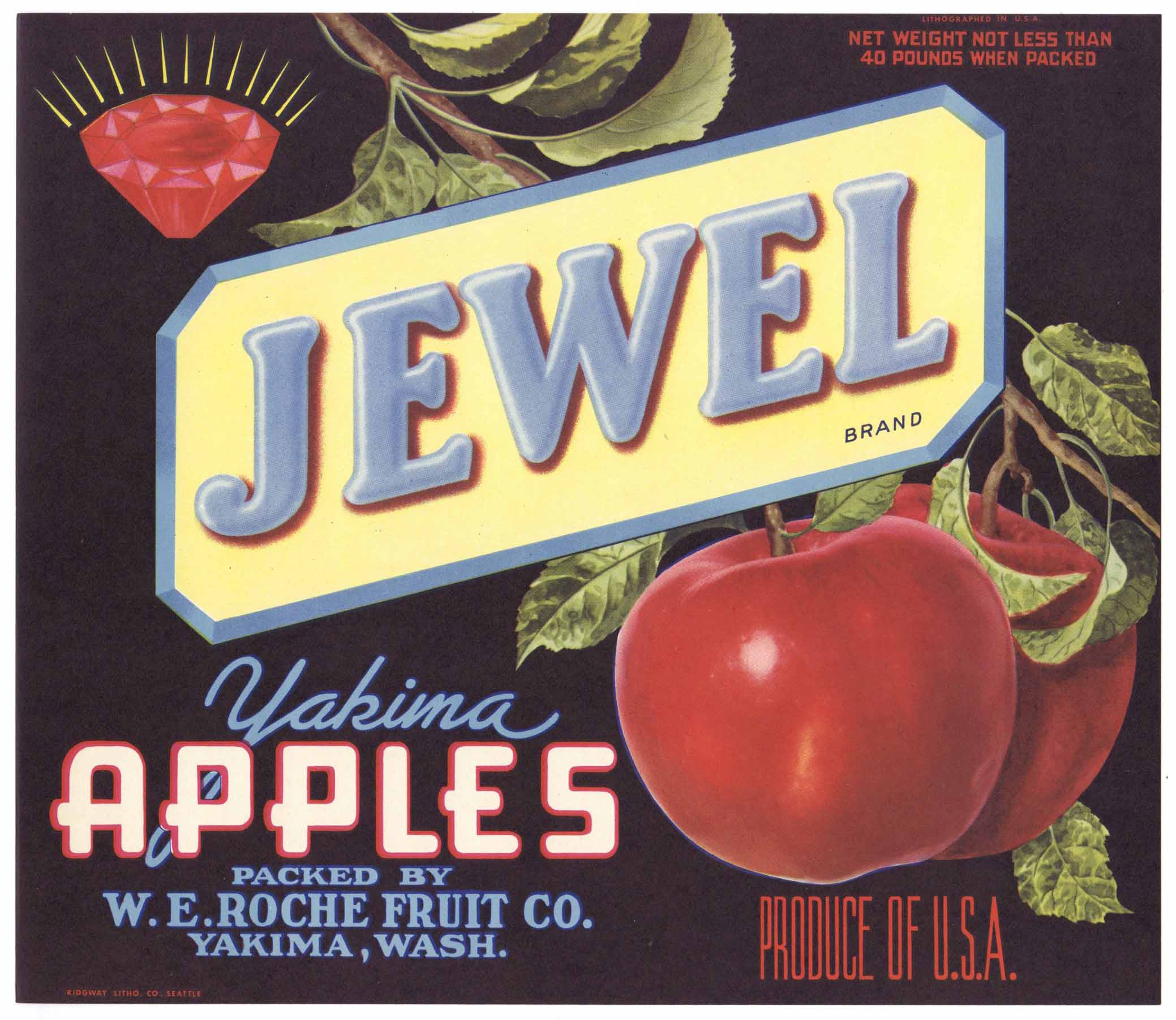 Jewel Brand Vintage Yakima Washington Apple Crate Label – thelabelman