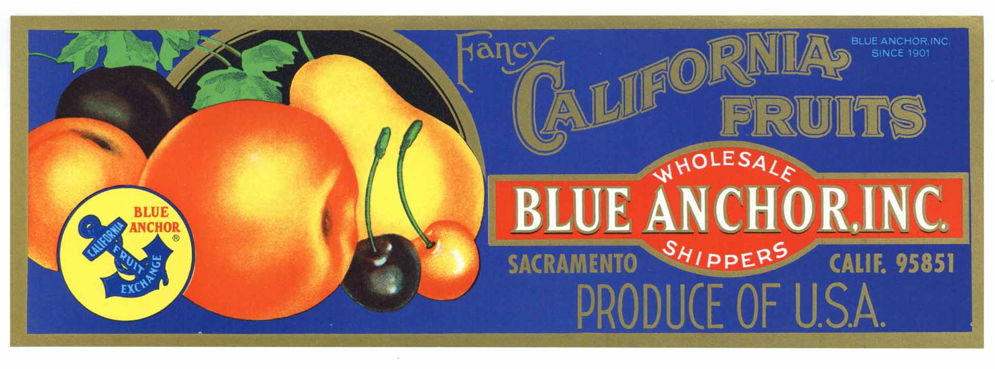 california fruits brand vintage blue anchor inc crate