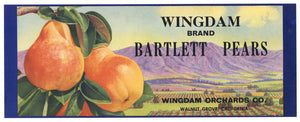Wingdam Brand Vintage Sacramento Delta Pear Crate Label