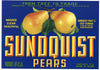 Sundquist Brand Vintage Yakima Washington Pear Crate Label