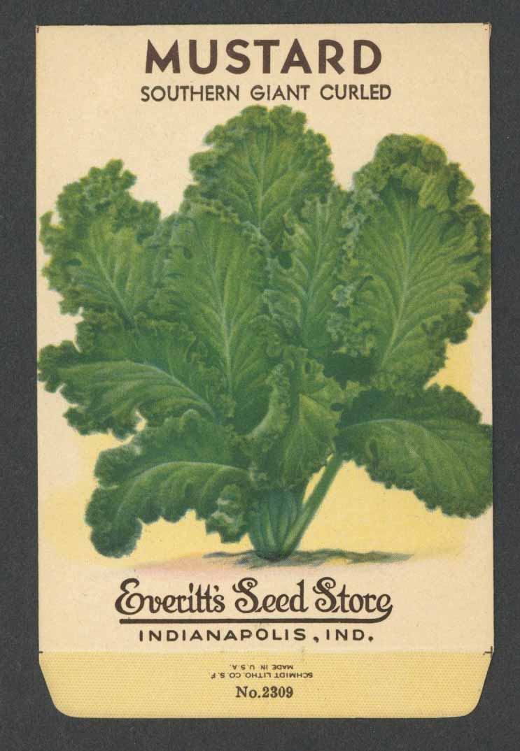 Mustard Vintage Everitt's Seed Packet, Southern Giant Curled – thelabelman