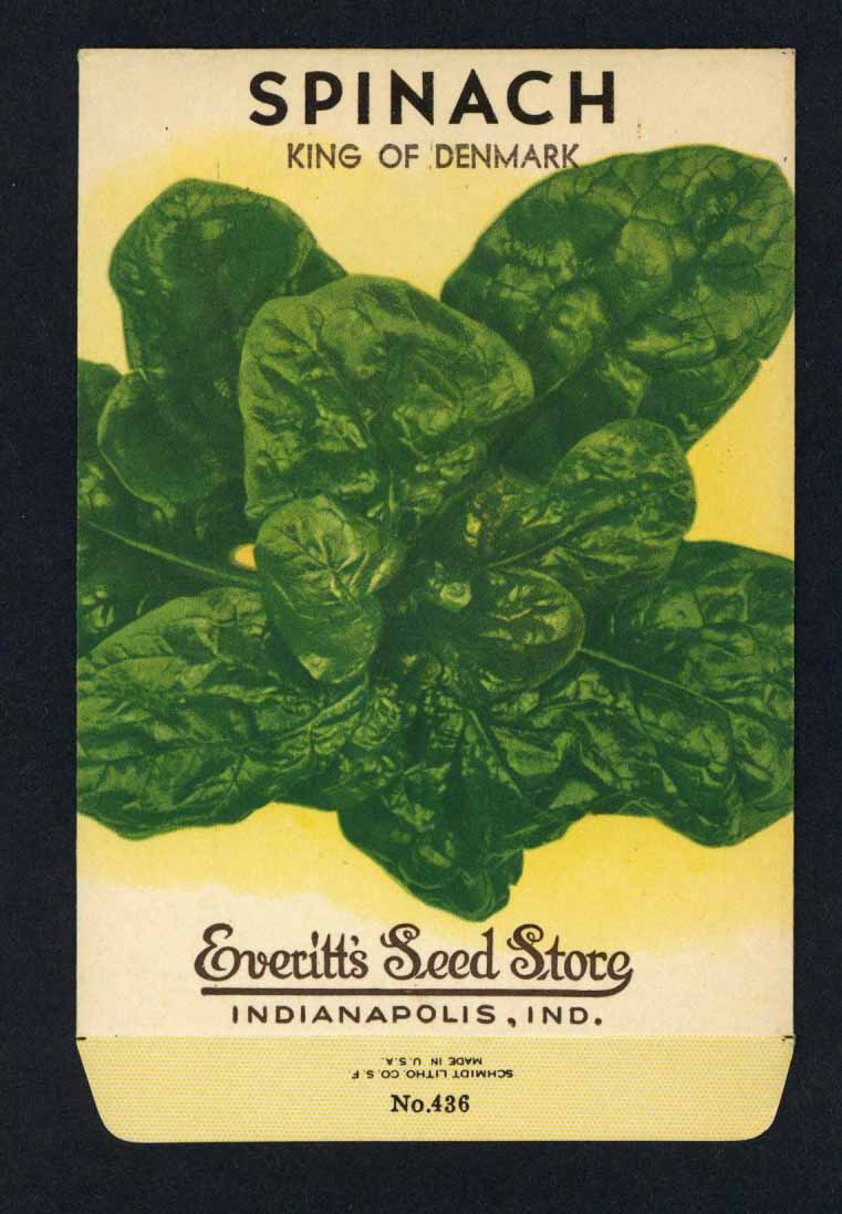 Spinach Vintage Everitt's Seed Packet, King Of Denmark – thelabelman