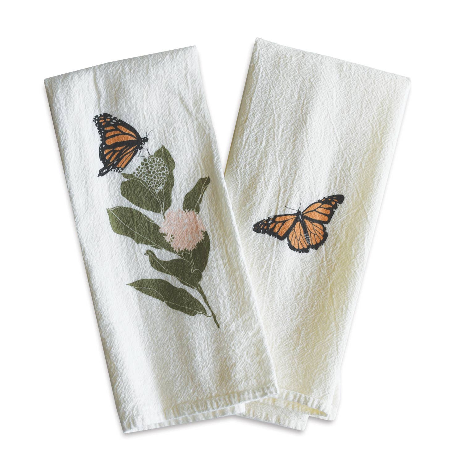 Butterfly Kitchen Towel, Hand Printed Dish Towel, Butterfly Floral