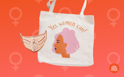 Feminist Gift Idea #4: Yes Women Can Canvas Tote Bag & Feminist Fist Mask