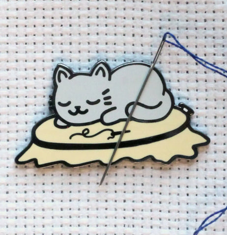Cat / coffin / halloween/ spooky / needle minder / needleminders /  needleminder / needle minders / magnetic / cross stitch / embroidery