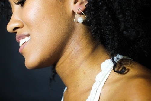 Triangle faux pearl earrings