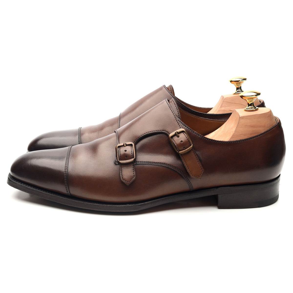 &#39;Westminster&#39; Brown Leather Double Monk Strap UK 10 E