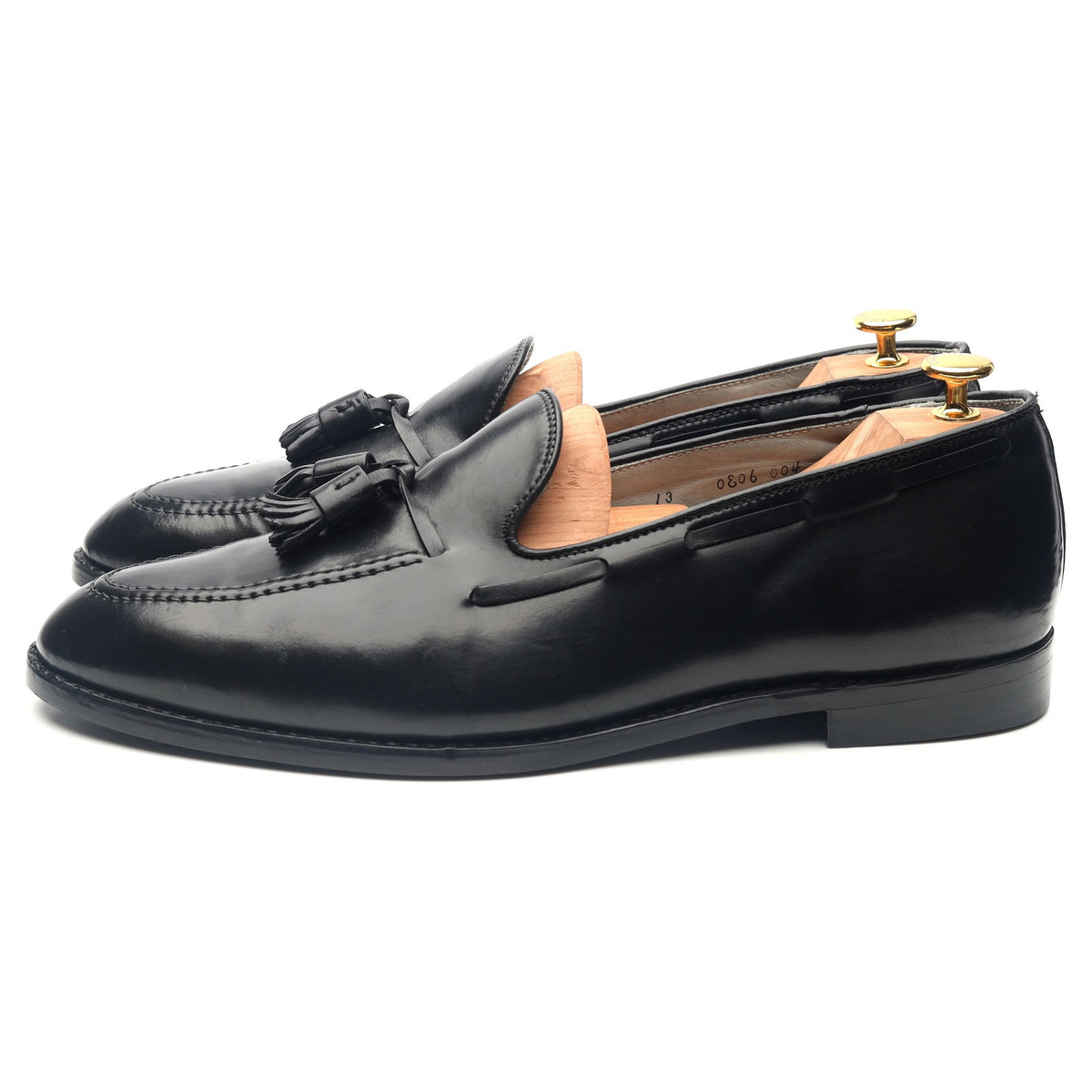 664' Black Cordovan Leather Tassel Loafers UK 12.5 US 13 - Abbot's