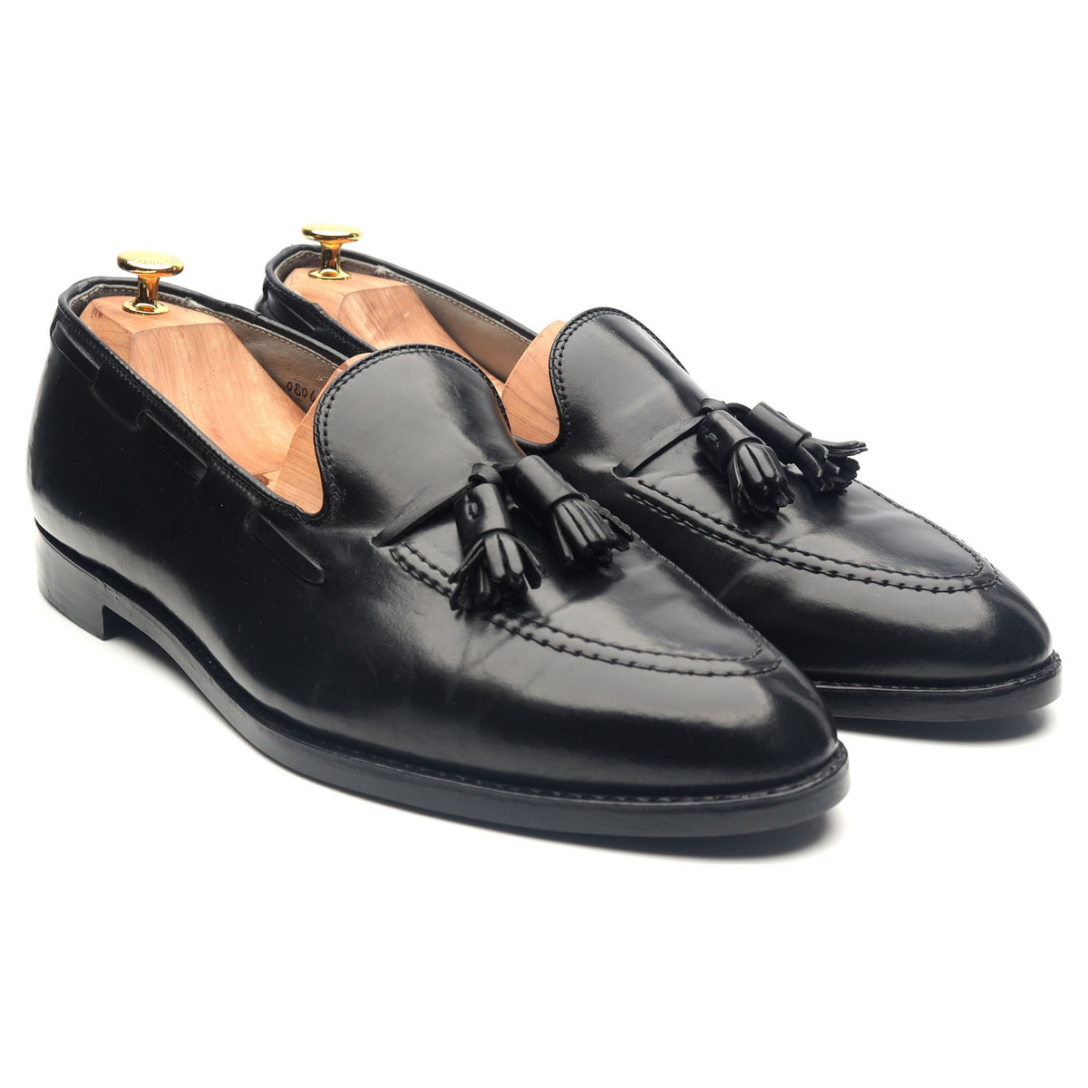 664' Black Cordovan Leather Tassel Loafers UK 12.5 US 13 - Abbot's