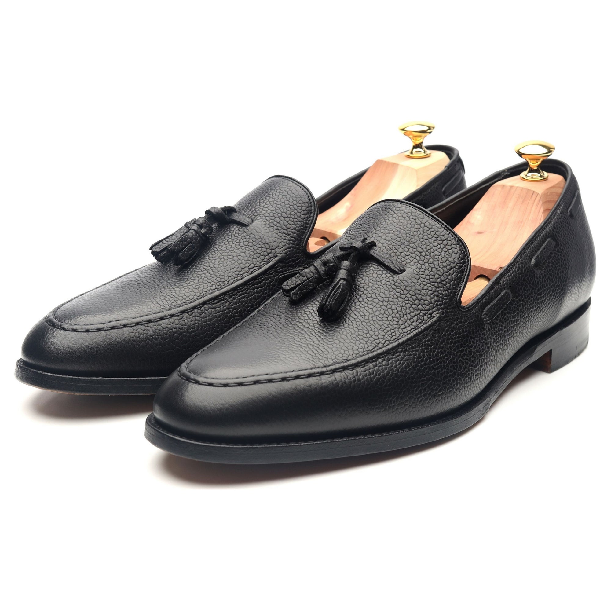 Frederik' Black Leather Tassel Loafers UK 7 F - Abbot's Shoes