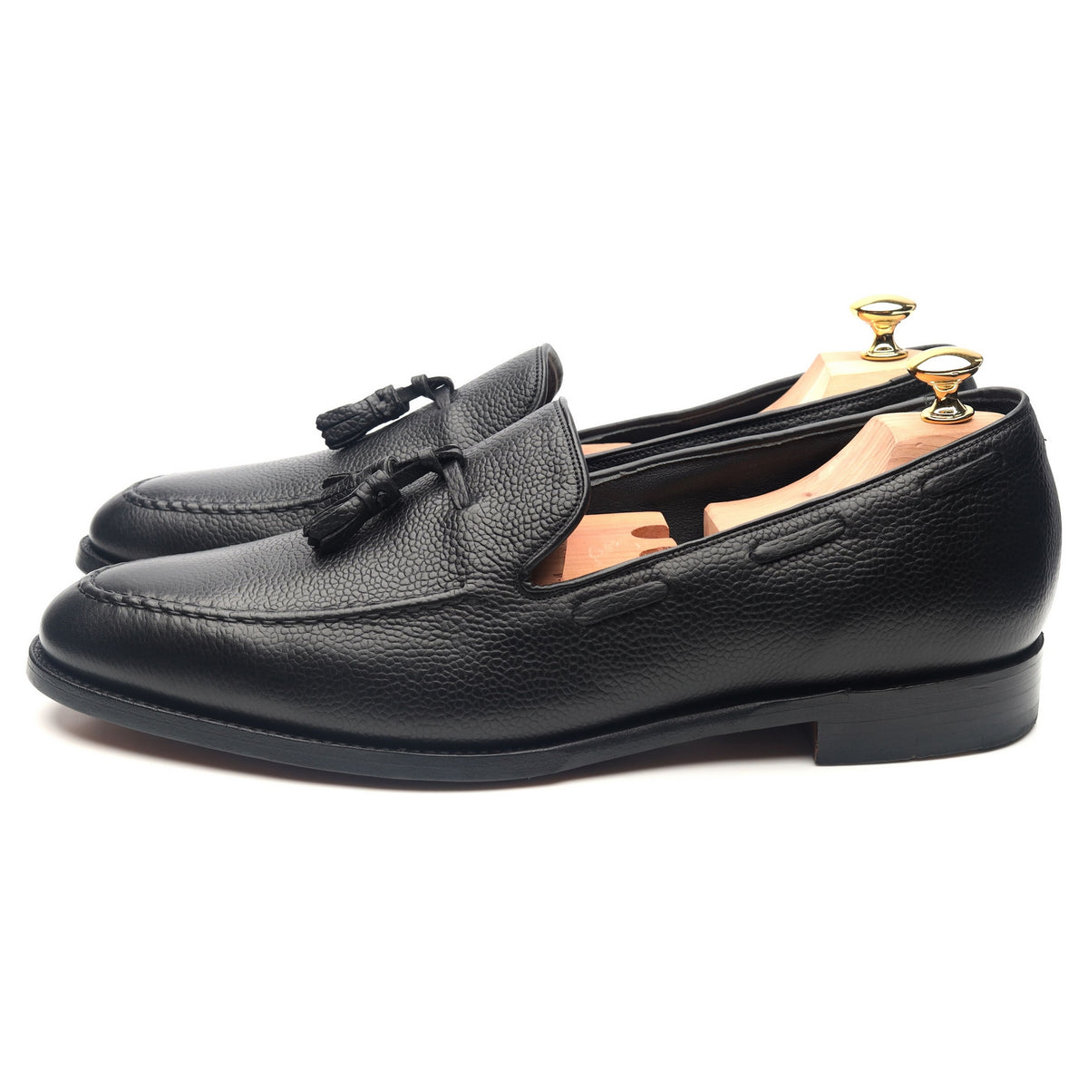 Newborough' Black Leather Tassel Loafers UK 11.5 F - Abbot's Shoes
