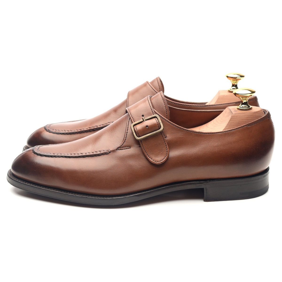 Clapham' Brown Leather Split Toe Monk Strap UK 6 F - Abbot's Shoes